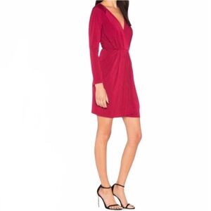 BCBGeneration Womens Knit Cocktail Dress Size S Long Sleeve Draped Apple Red NWT